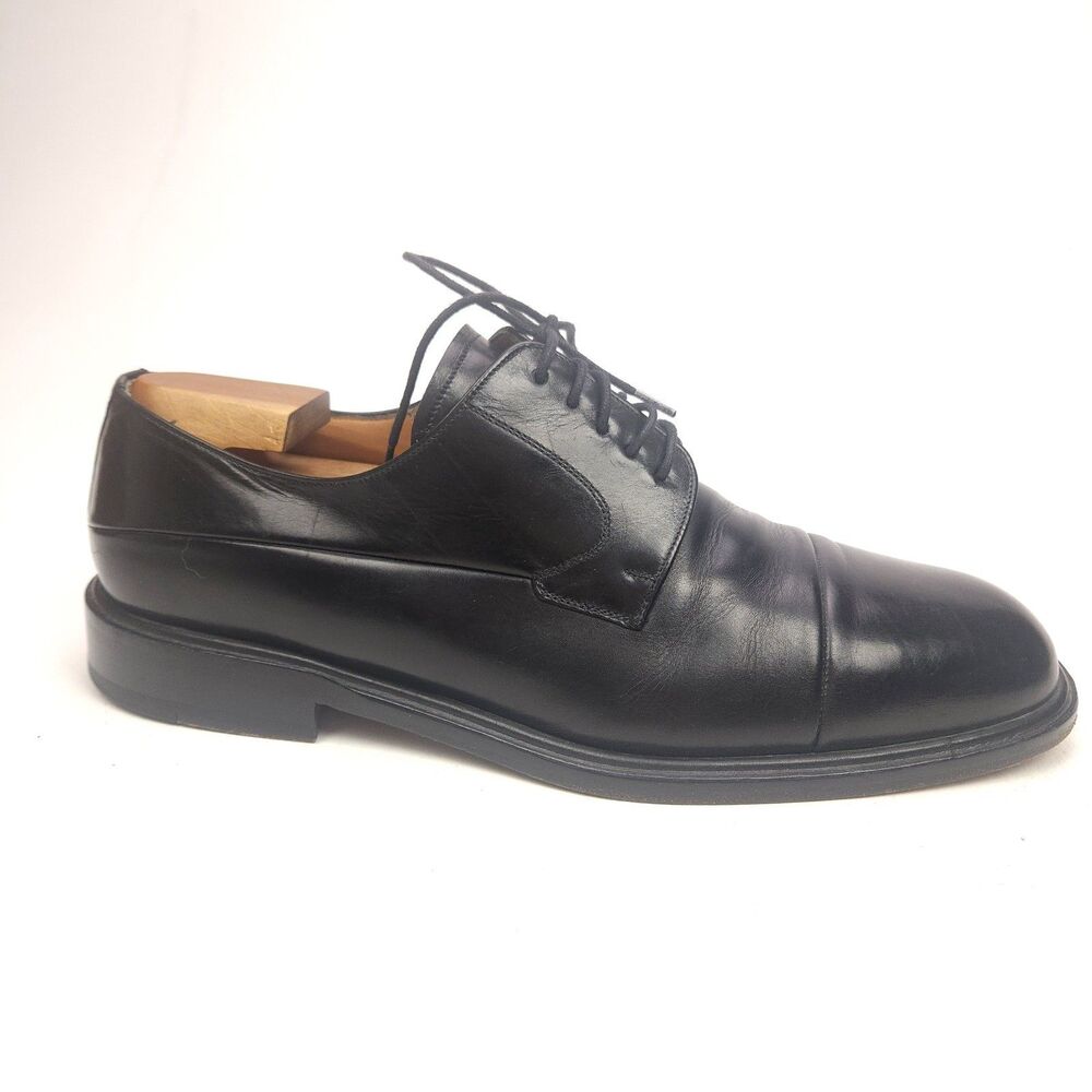 Mezlan Piazza Men's 10 W Black Cap Toe Oxfords Lace Up Dress Shoes